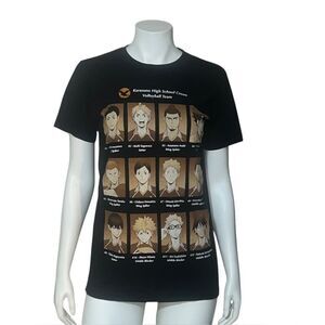 Box Lunch Haikyu!! Team Picture T-Shirt Anime Volleyball Black Unisex Small EUC